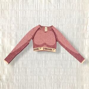 Gymshark Women’s Athletic Pink Cropped Long Sleeve Top – Size S